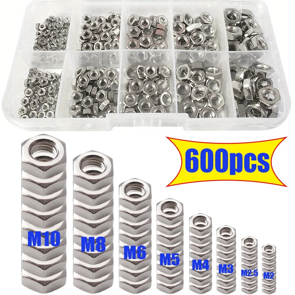 Tech House Accessories - 600 Pcs M2-M10 Stainless Steel Hex
