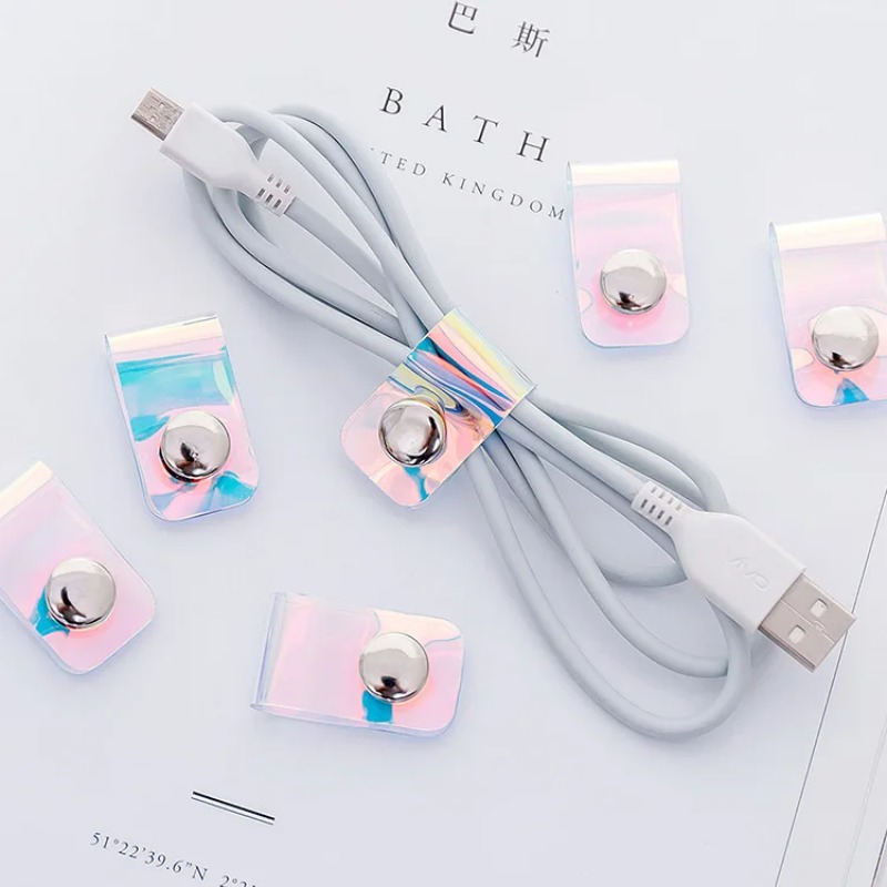 5Pcs INS Laser PVC Starp Data  - Travel Cable Organizer 评论和价格
