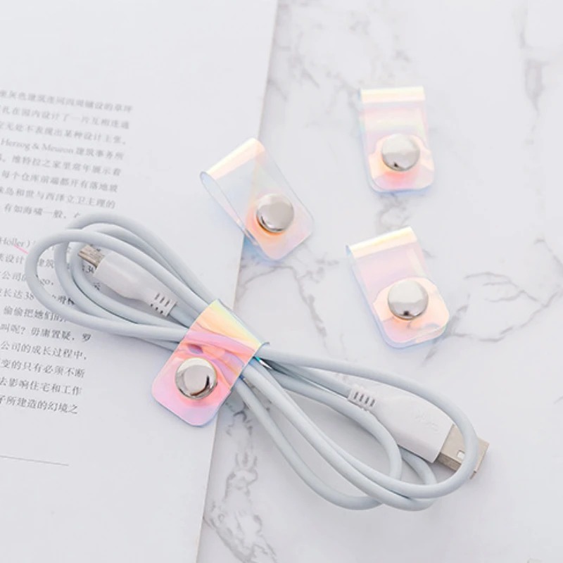 5Pcs INS Laser PVC Starp Data  - Travel Cable Organizer 评论和价格