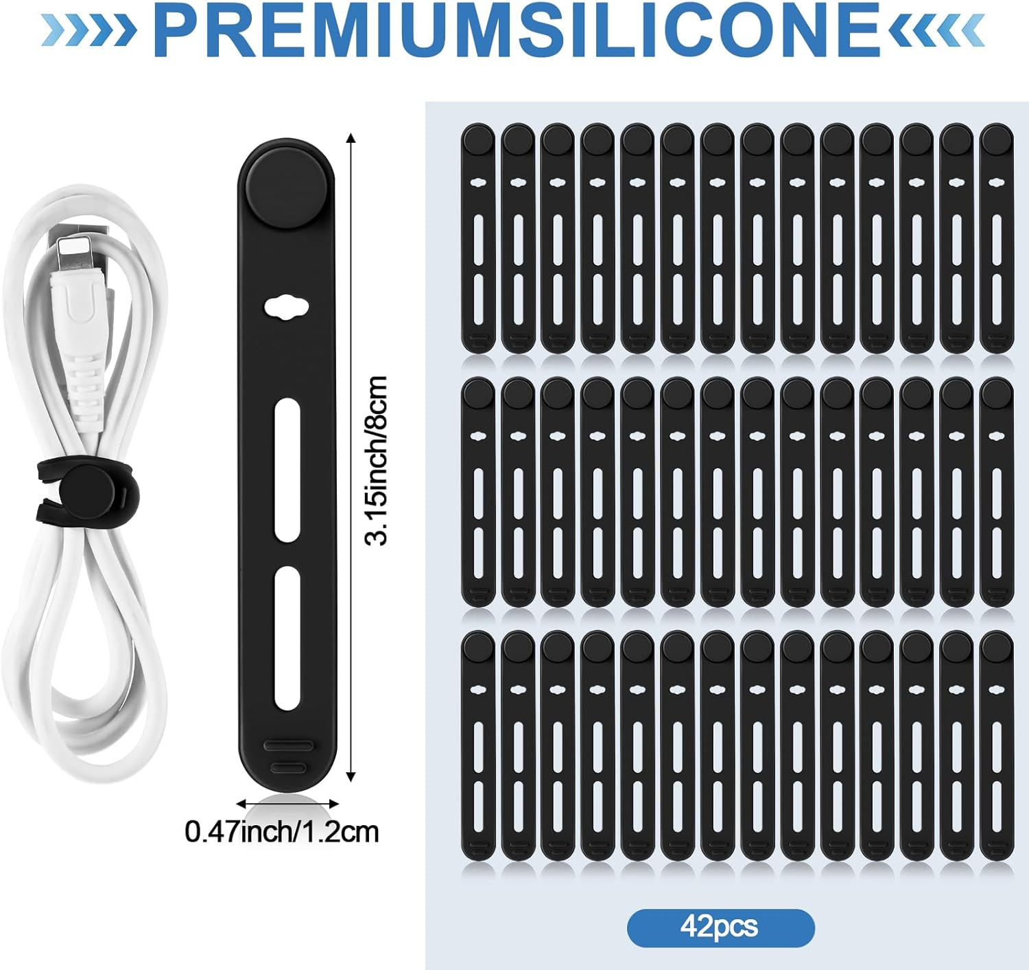 42 Pcs Silicone Cable Ties Reu - Travel Cable Organizer 评论和价格